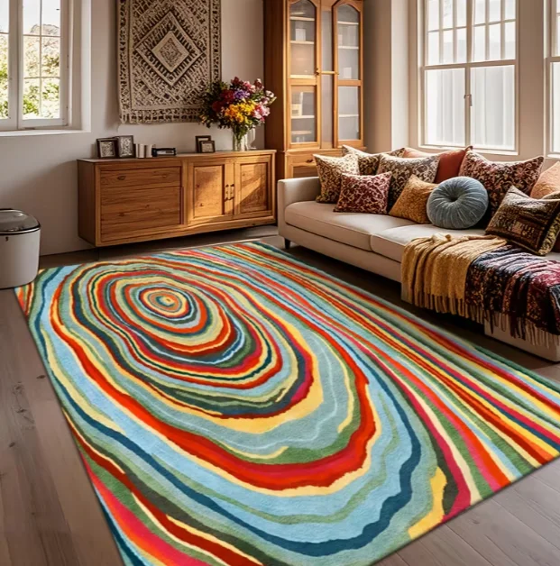 Abstract Blue Orange Black White Grey Rice Carpet Modern Style Living Room Bedroom Corridor Coffee Shop Space Floor Mat