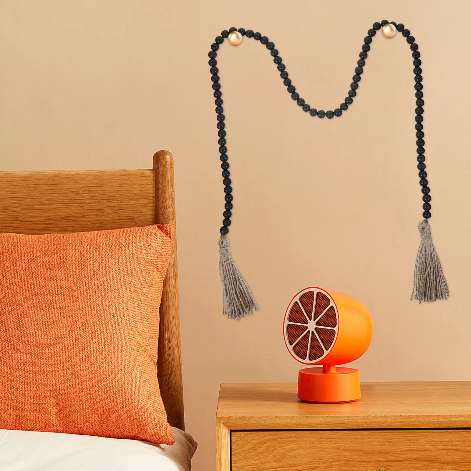 

Wooden Beads Hanging Decoration Wall Pendant Home Pendant Beads String Vintage naments Black Festival Environmental Protection