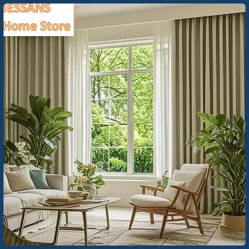 

Thermal Insulated Blackout Curtains for Bedroom Window Drapes for Living Room Darkening Blinds Blackout Door Screen Shutter