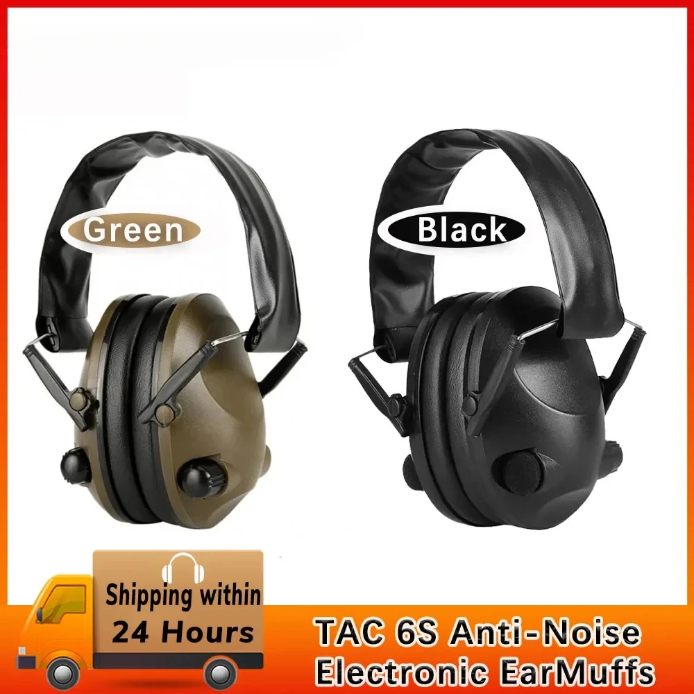 TAC-Casque anti-bruit pour la chasse sportive, design pliable 6S, anti-bruit, casque de tir à l'eau, cache-oreilles électronique rembourré doux