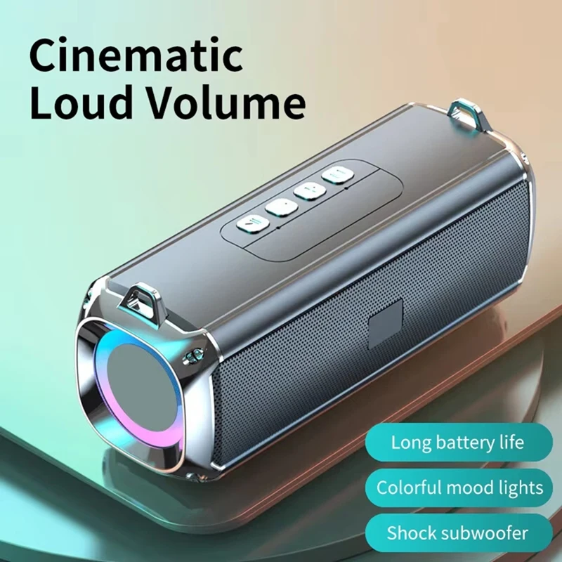 Alto-falante RGB Leitor de música sem fio portátil e alças Soulder LED Bluetooth 5.0 TF USB-C Aux