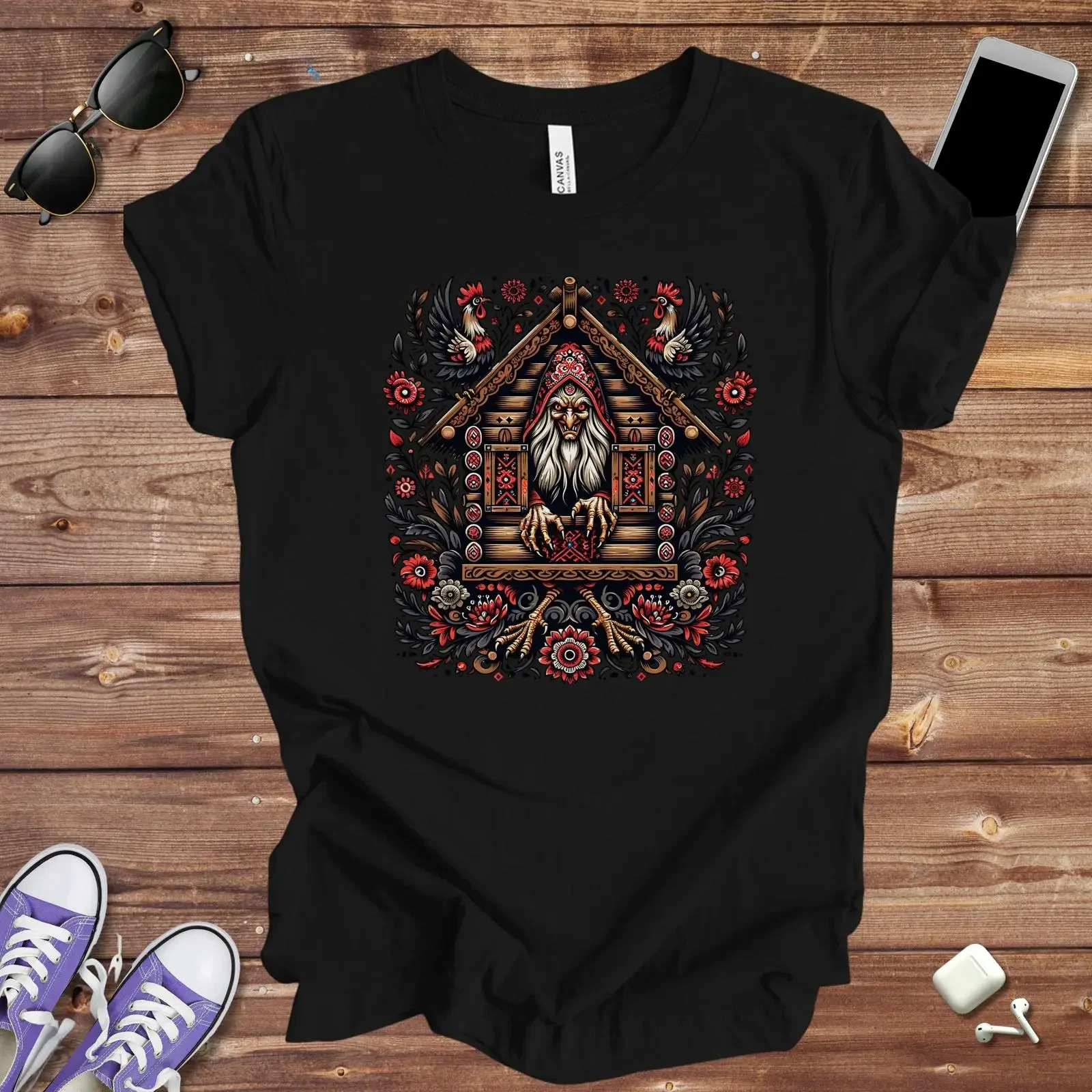 Baba Yaga T Shirt Slavic Folklore Witch Folk Horror vintage Washed designer clothes Casual fashion Comfortable Slightly