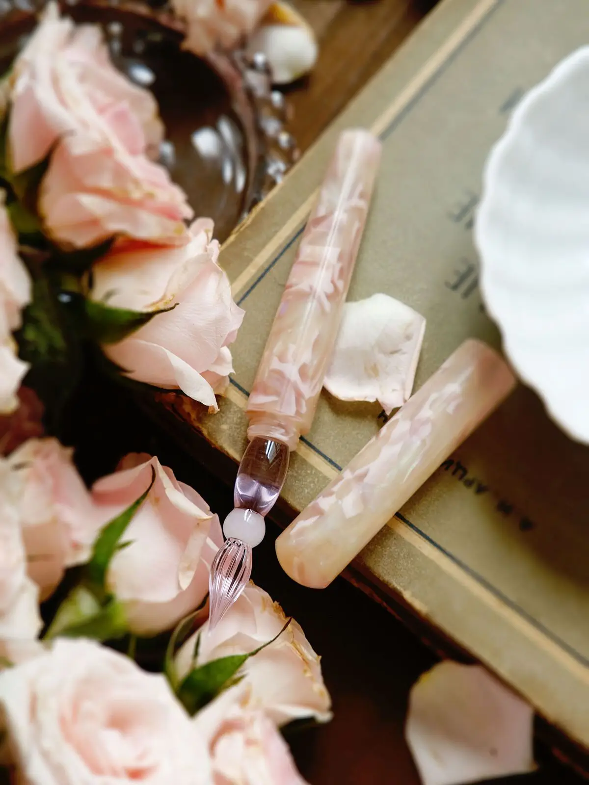 2024 New Design- Rose, Handmade Glass Dip Pen Luxury Pen Gift