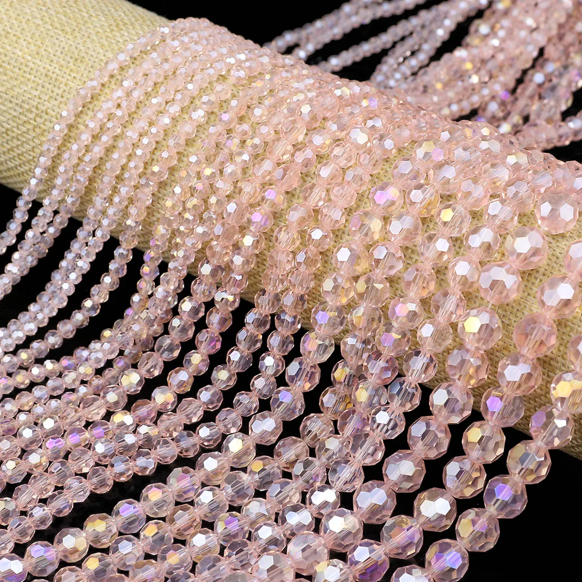 Austrian Crystal Faceted Balls Bead Pink Glass Loose Spacer Beads For Jewelry DIY Bracelets Earrings Accessories 3/4/6/8/10mm