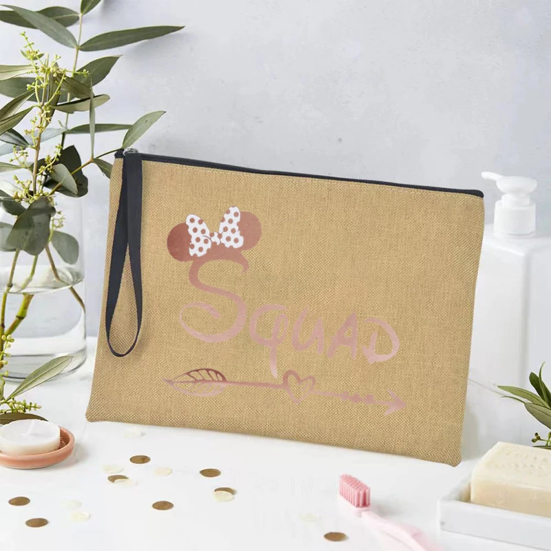 Bolsa de maquillaje de lona con patrón de Bride To Be, regalo de despedida de soltera, bolsa de cosméticos de viaje, regalo de dama de honor, regalo de compañero de boda, billetera