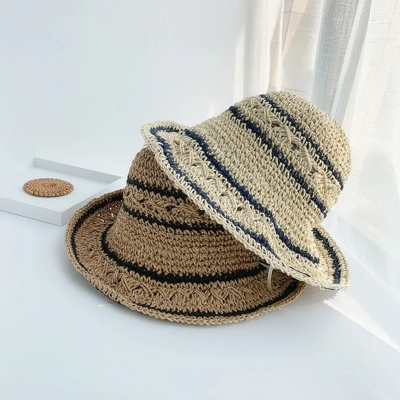 Summer Straw Hats for Women Foldable Outdoor Gorro 2022 Sunshade Hollowed Panama Hat Beach Caps Fashion Elegante Cap