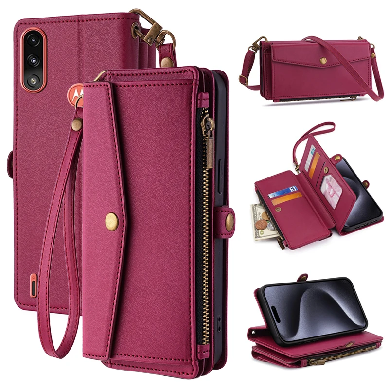 Capas de Telefone em Couro PU com Tampa Flip para Motorola MOTO Edge 60 70 G72 Fusion S S30 G Pro Plus Pure 5G Play 2021 2022 2023 2024