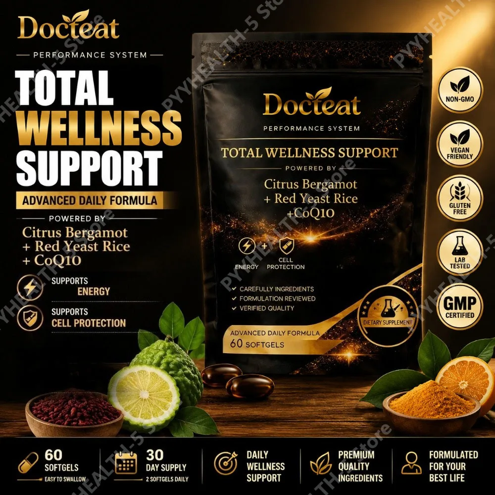 

Docteat Red Yeast Rice Softgels with Citrus Bergamot Coenzyme Q10 Helps Maintain Daily Wellness Balance for Adults 60 CT