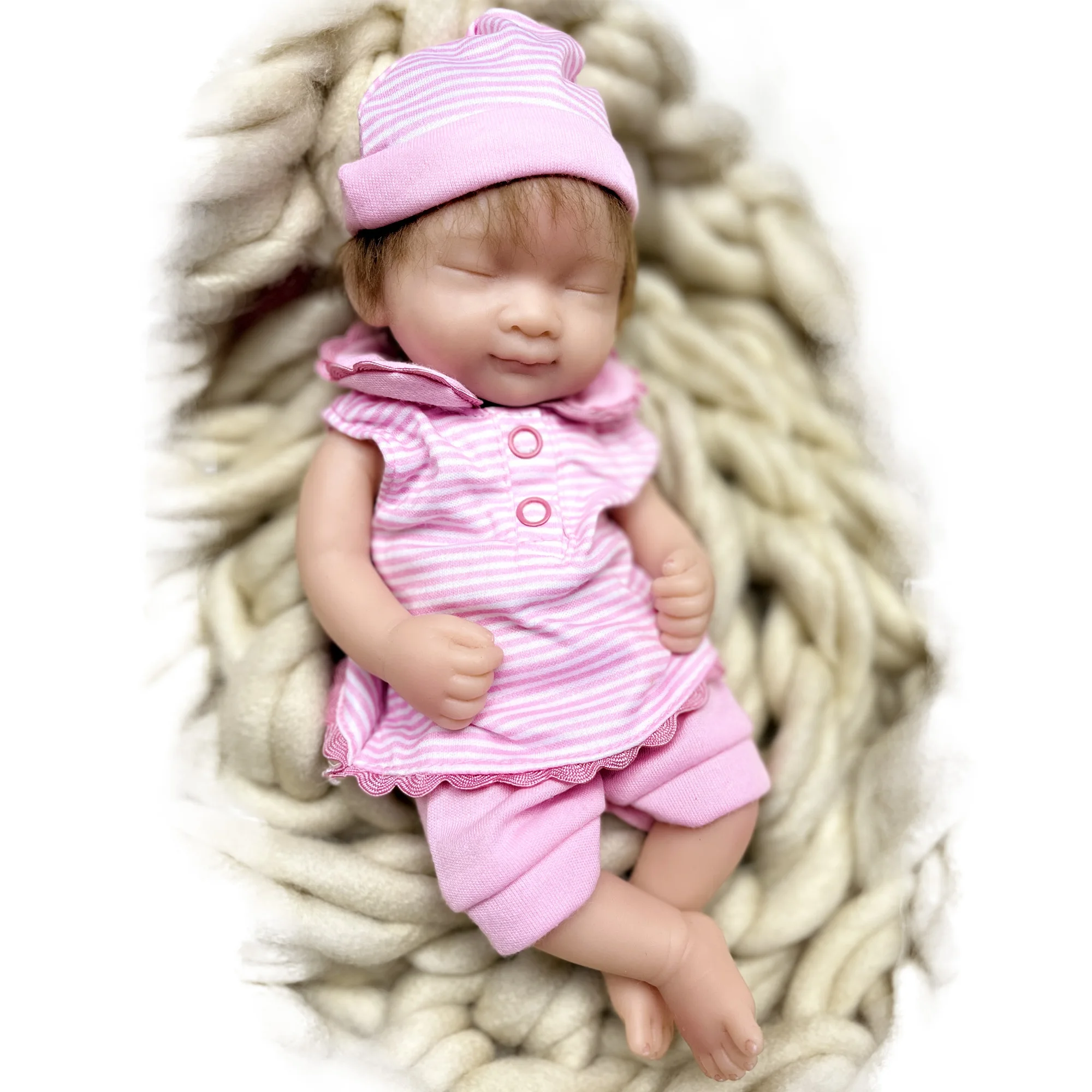 10 Inch Handmade Full Silicone Bebe Reborn Baby With Rooted Mohair Newborn Bebe Doll reborn silicona cuerpo completo