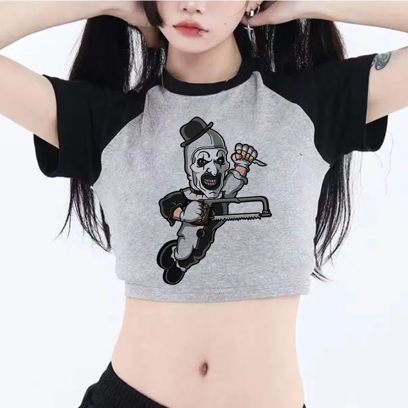 Terrifier korean fashion cyber y2k 2000s crop top girl graphic  cute korean fashion gothic  clothing