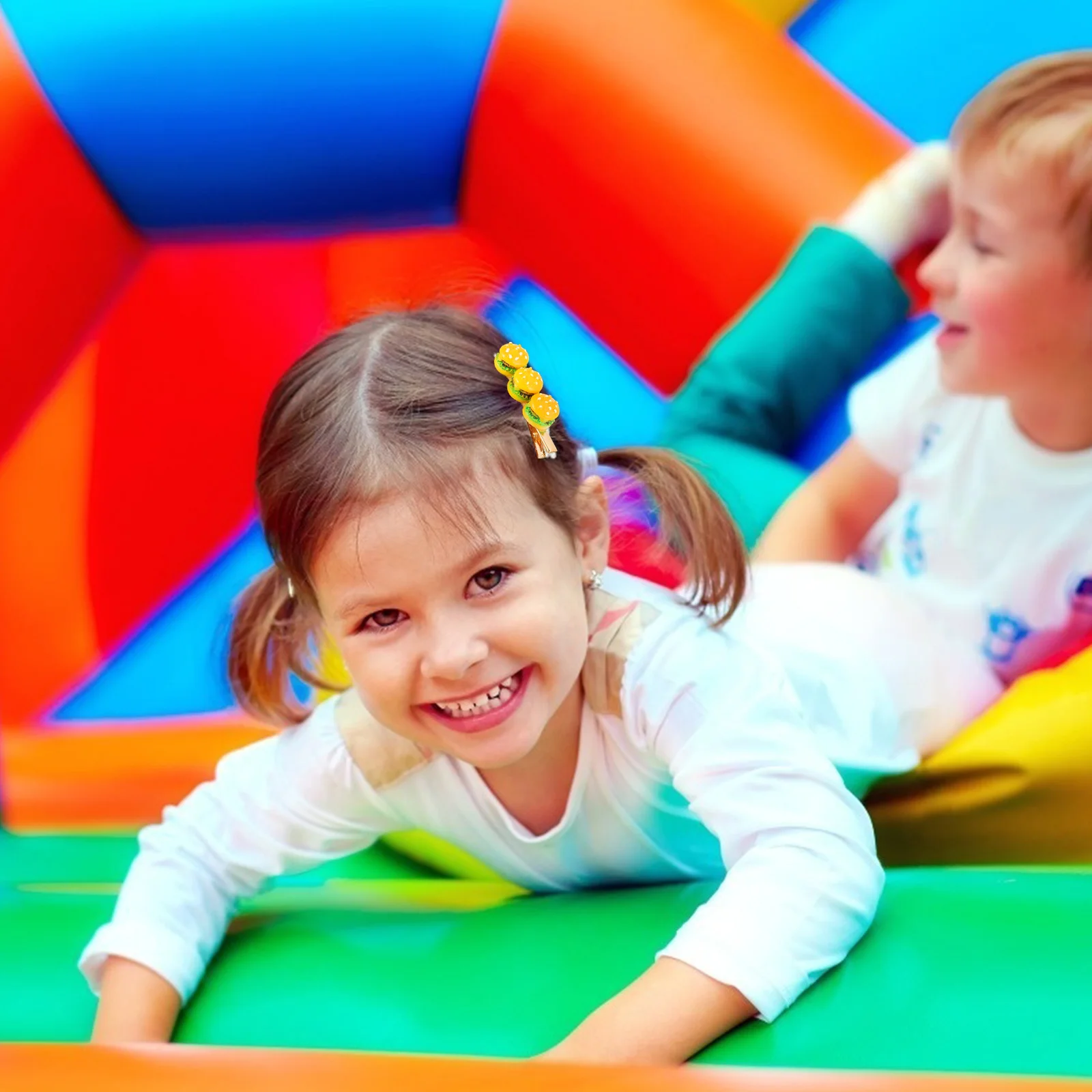 

3pcs Burger Shaped Hair Clips Resin Ferroalloy Material Non-Slip Party Hairpin Wedding Banquet Accessories