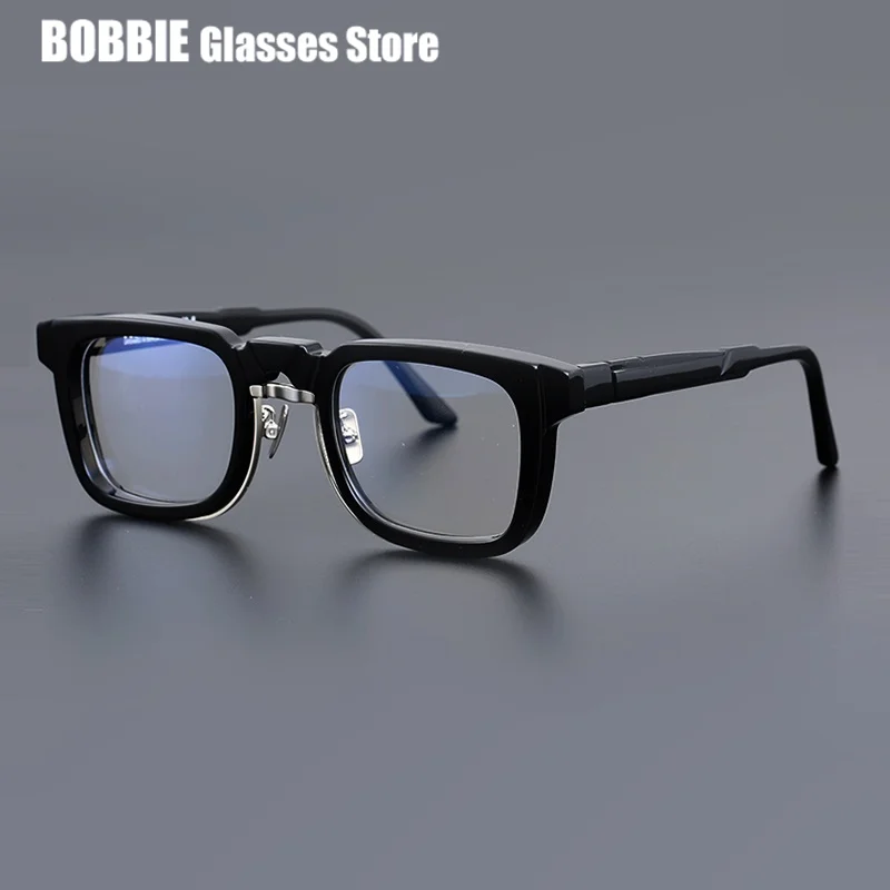 German Niche Eyeglasses Square Large Face Acetate Men Women Trendy Black Glasses Frame Myopia Anti Blue Light 2024 High Quality