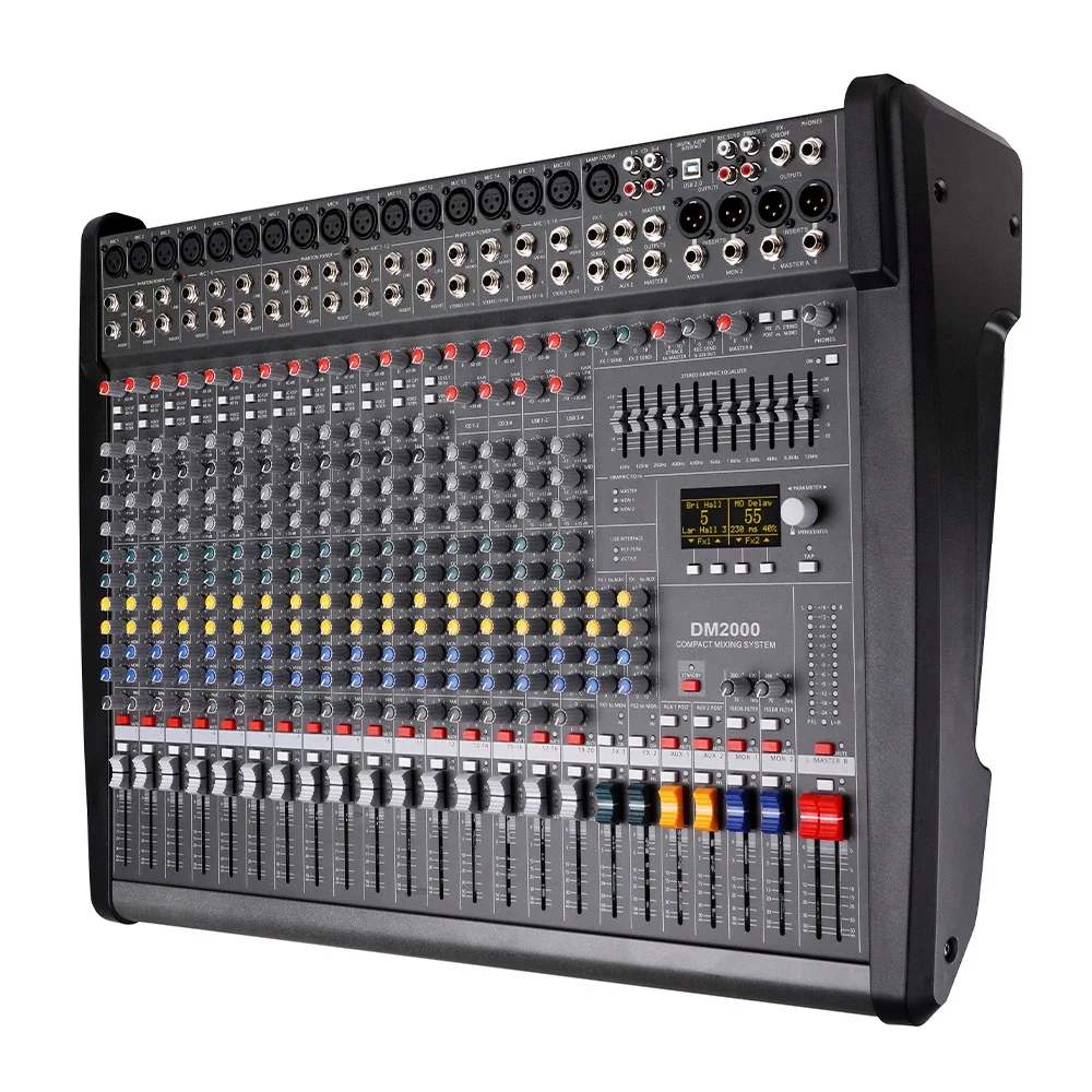 Biner DM2000 Professional Audio Mixer Portable Interface Digital 20 Channels DJ Mixing Console