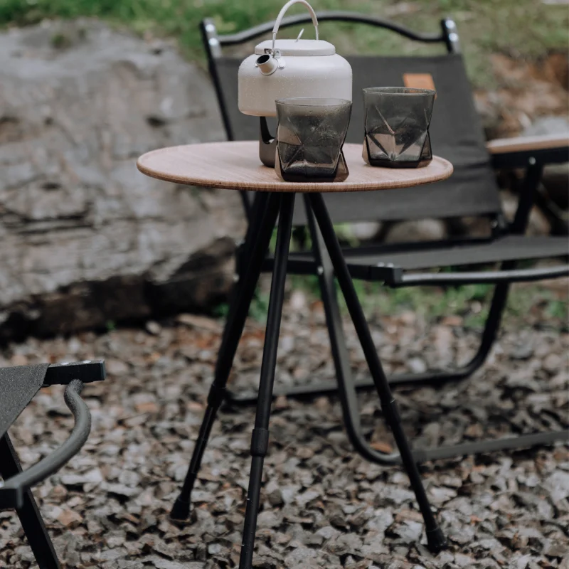 Telescopic Folding Round Table Outdoor Three-legged Dining Table Portable Aluminum Alloy Coffee Table Hike Picnic Liftable Table