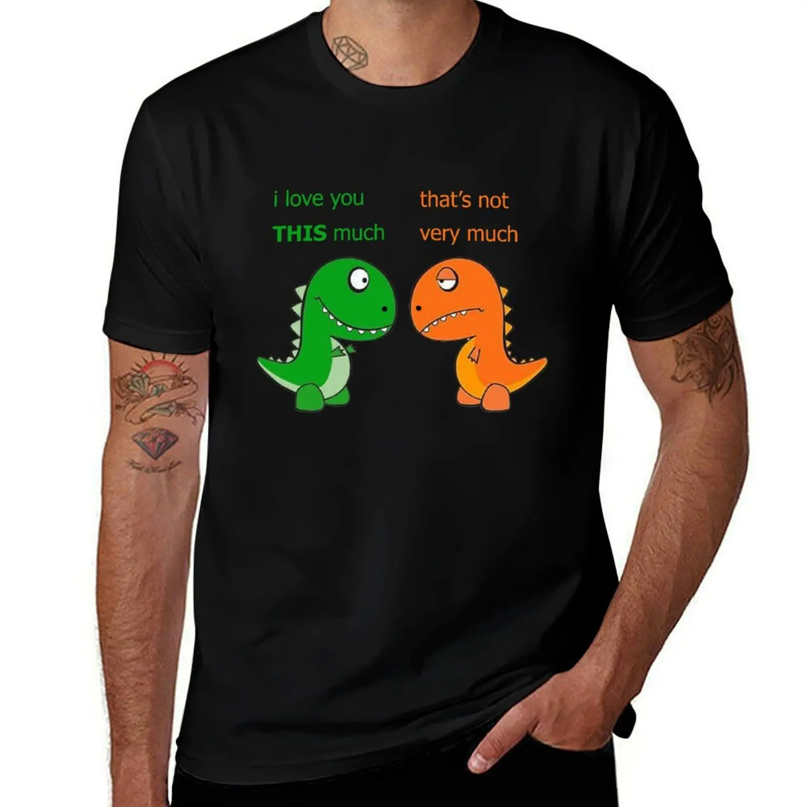

Funny Dinosaurs I Love You This Much T-Shirt Work Wear Breathable Tee