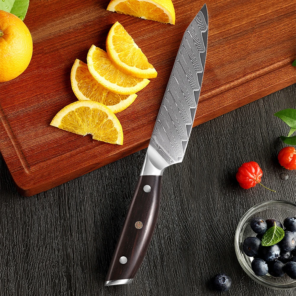 TURWHO 5-inch Utilty Knife 67 Layer Damascus Steel Professional Shap Kitchen Vegetable Fruit Peeling Peeler Universal Chef Knife