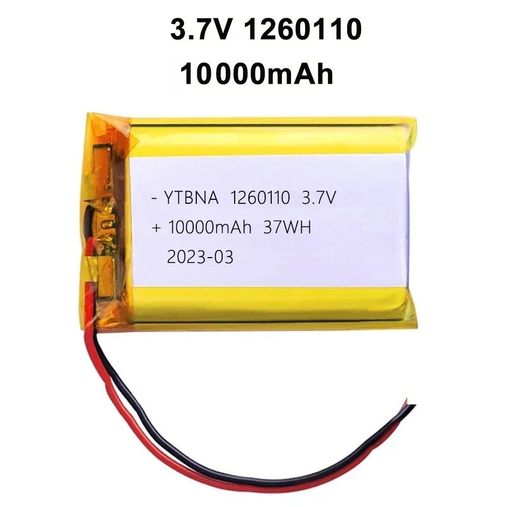 1260110 3.7V 10000mAh  polymer lithium battery/lithium ion battery for Power Bank,GPS,100% real capacity