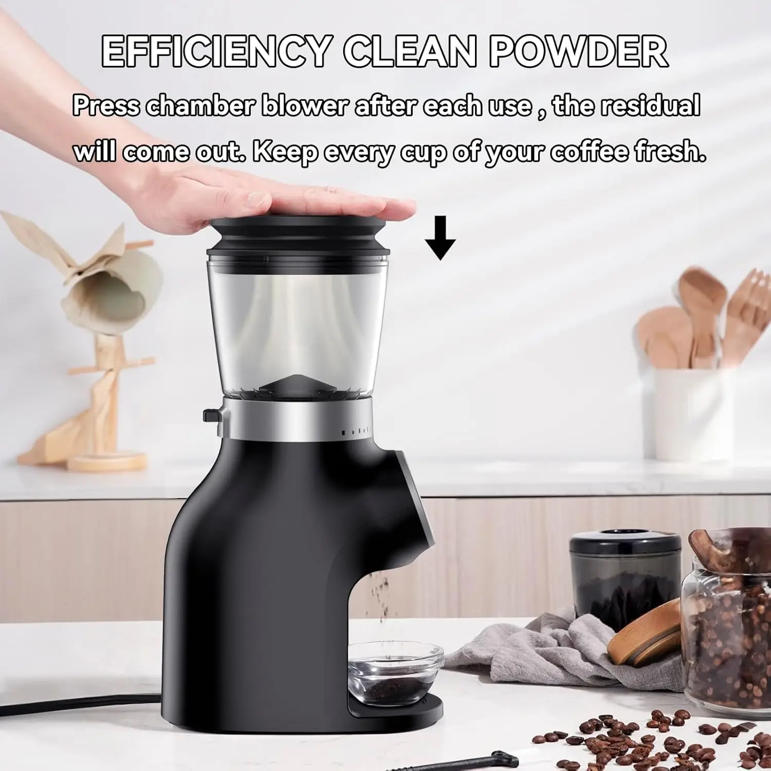 Burr Coffee Grinder Electric with Precision Timer,Touchscreen Coffee Bean Grinder with 31 Precise Settings for Home Use, Black