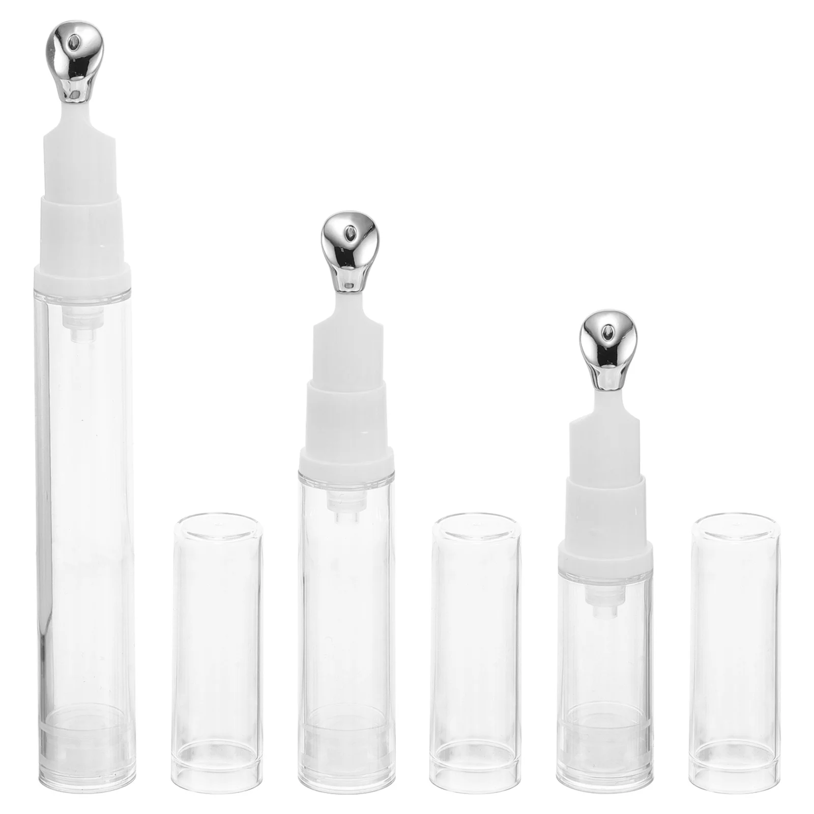 

3Pcs Eye Cream Bottle Set 5Ml 10Ml 15Ml Airless Pumps with Metal Massage Head Transparent Travel Dispenser for Serum Lip Gloss
