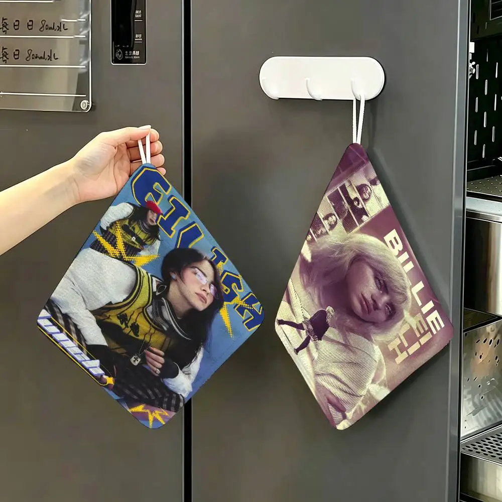 1pc Famous Singer B-billieS Singer Polyester Cotton Hanging Kitchen Towel, Soft Hand Wiping Towel, Reusable For Kitchen Home