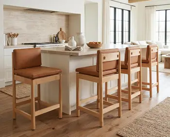 Brown Leather Bar Stools 1