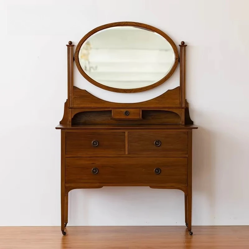 American oak solid wood dresser, double-sided mirror stainless steel bedroom locker, bedside table