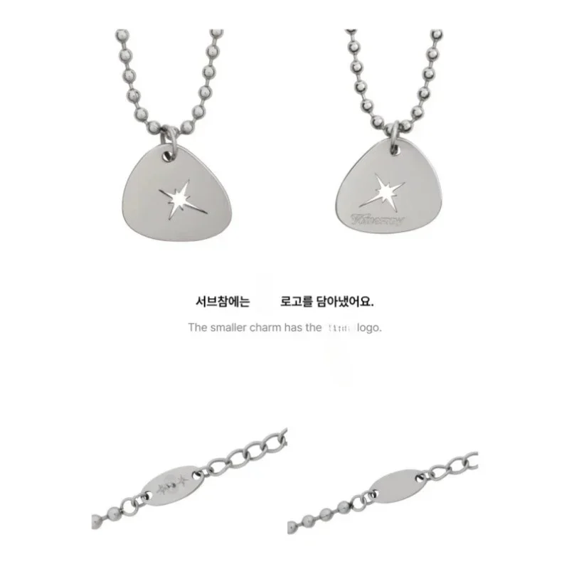 KPOP Simple Hip-Hop Necklace SooBin YeonJun TaeHyun Hollow LOGO Pendant Chain BeomGyu Hyuning Kai Fans Collection Gift