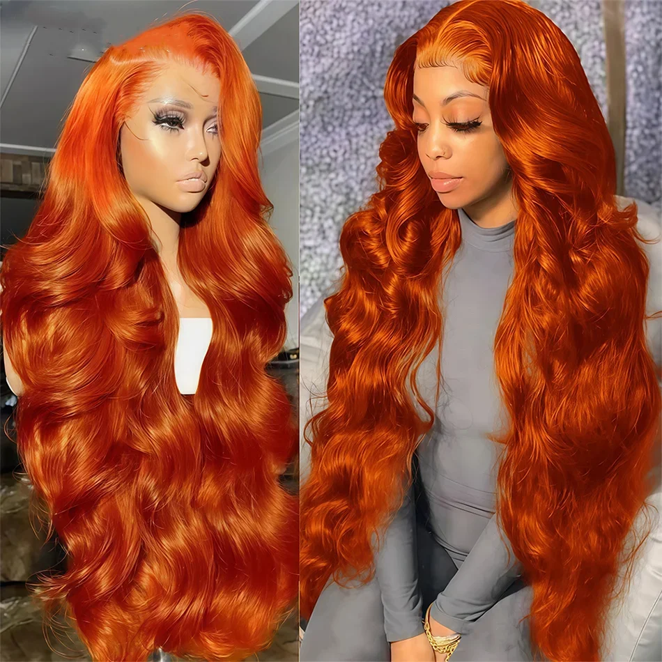 

13x6 Прозрачный Рыжий Оранжевый Парик Фронта Шнурка Человеческих Волос 13x4 Парик Человеческих Волос Бразильская Объемная Волна 613 Парик Фронта Шнурка Для Женщин