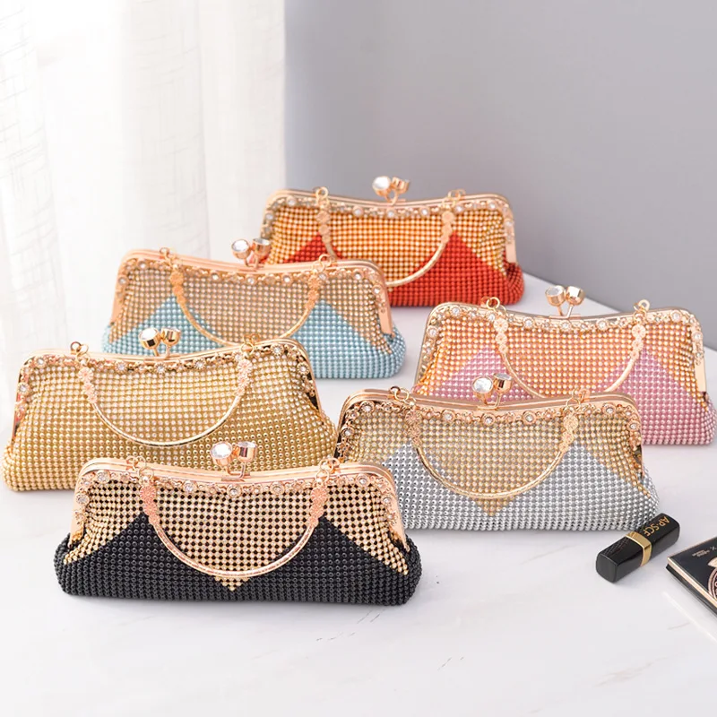 

Cross-Border Rhinestone Evening Bag Socialite Clutch European and American Fashion Crossbody Bag New All-Match Evening Wear Form