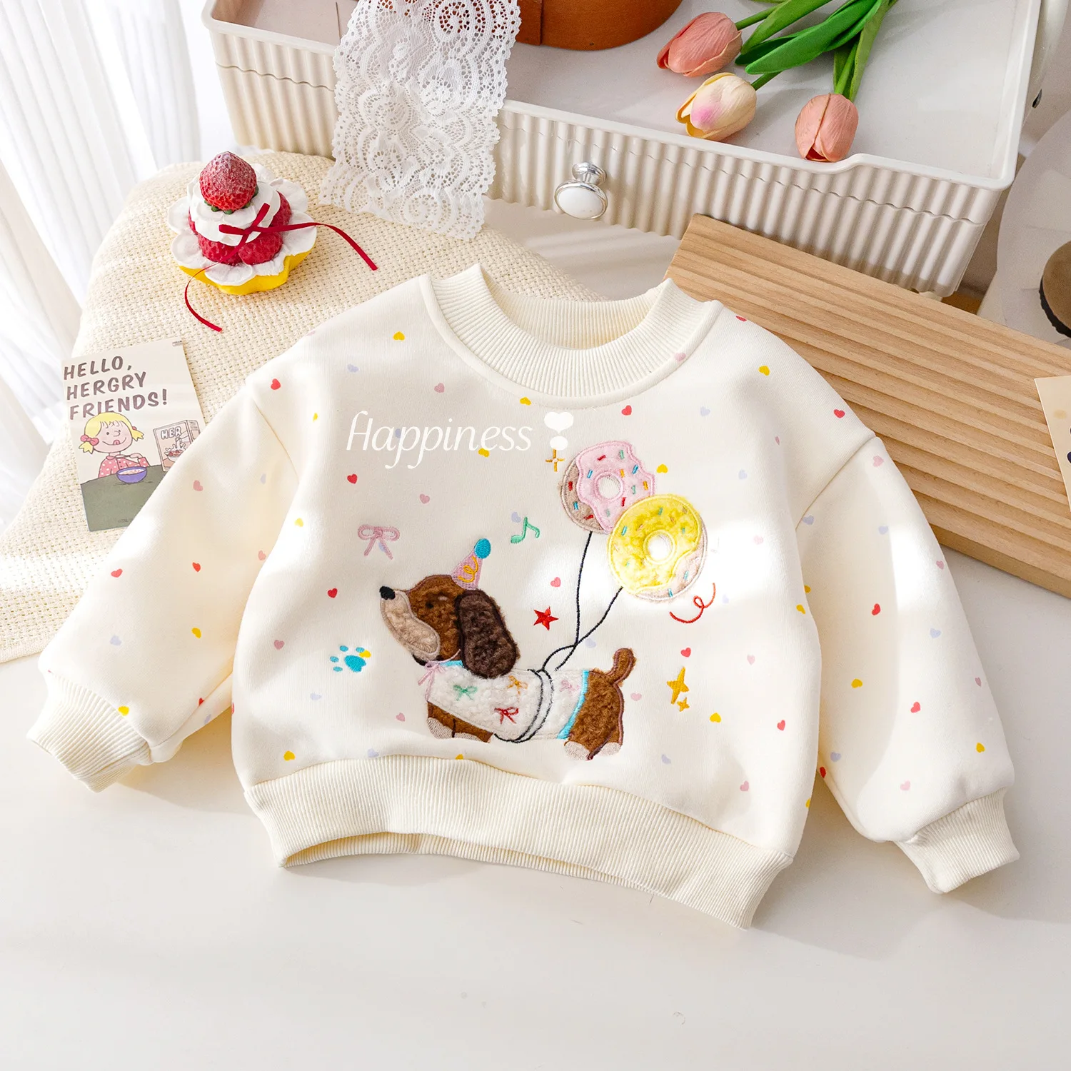

Girls Thick Sweatshirts Autumn Winter 2025 Children Warm Velvet T-shirts For Baby Girl Cotton Clothes Tops Kids Cute Outerwear 7