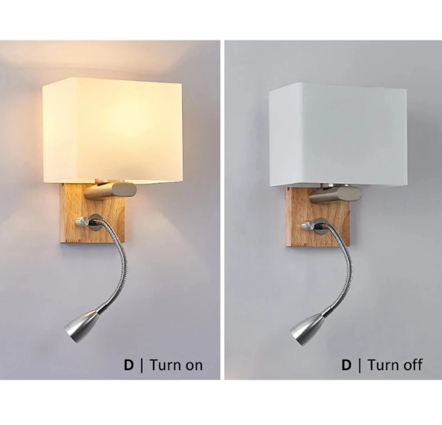 Wooden Wall Light With Oval/Rectangle Fabric Shade, Base Switch Vanity Light, Bedroom Frosted-glass Wall Sconce