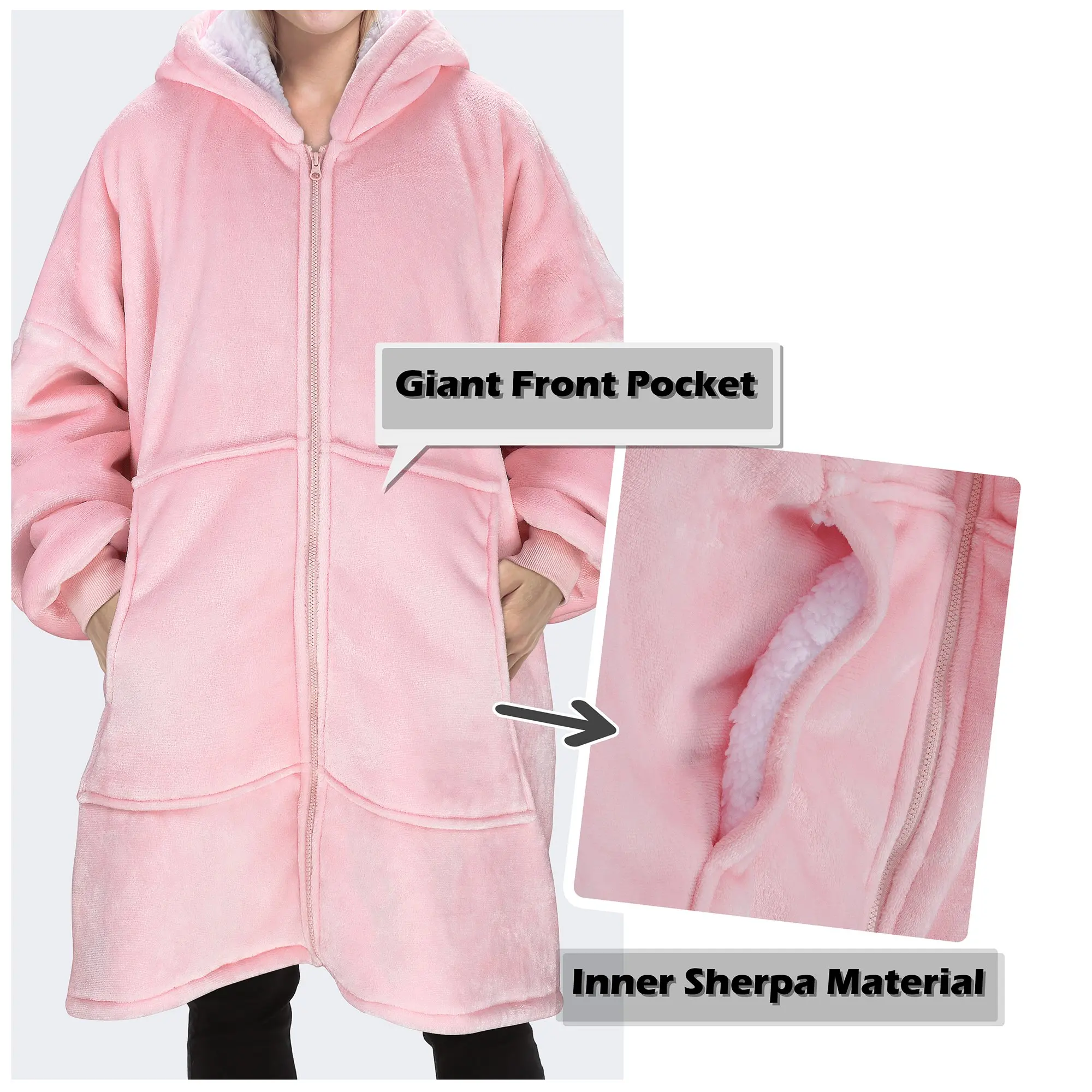 A Set Of Autumn And Winter Zipper Jackets, Casual Long Sleeved Warm Coats, Lazy Clothes, Blankets, Home Tv Blanke Hoodies Drops