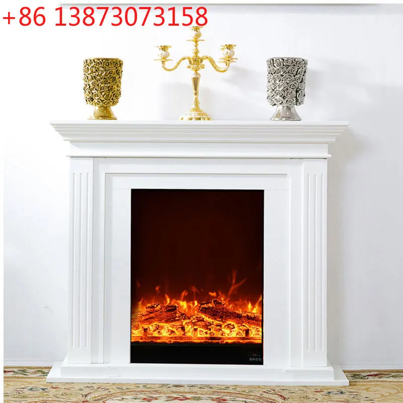 

Simple solid wood American European fireplace background wall TV cabinet Electric fireplace decorative cabinet rack Simulation