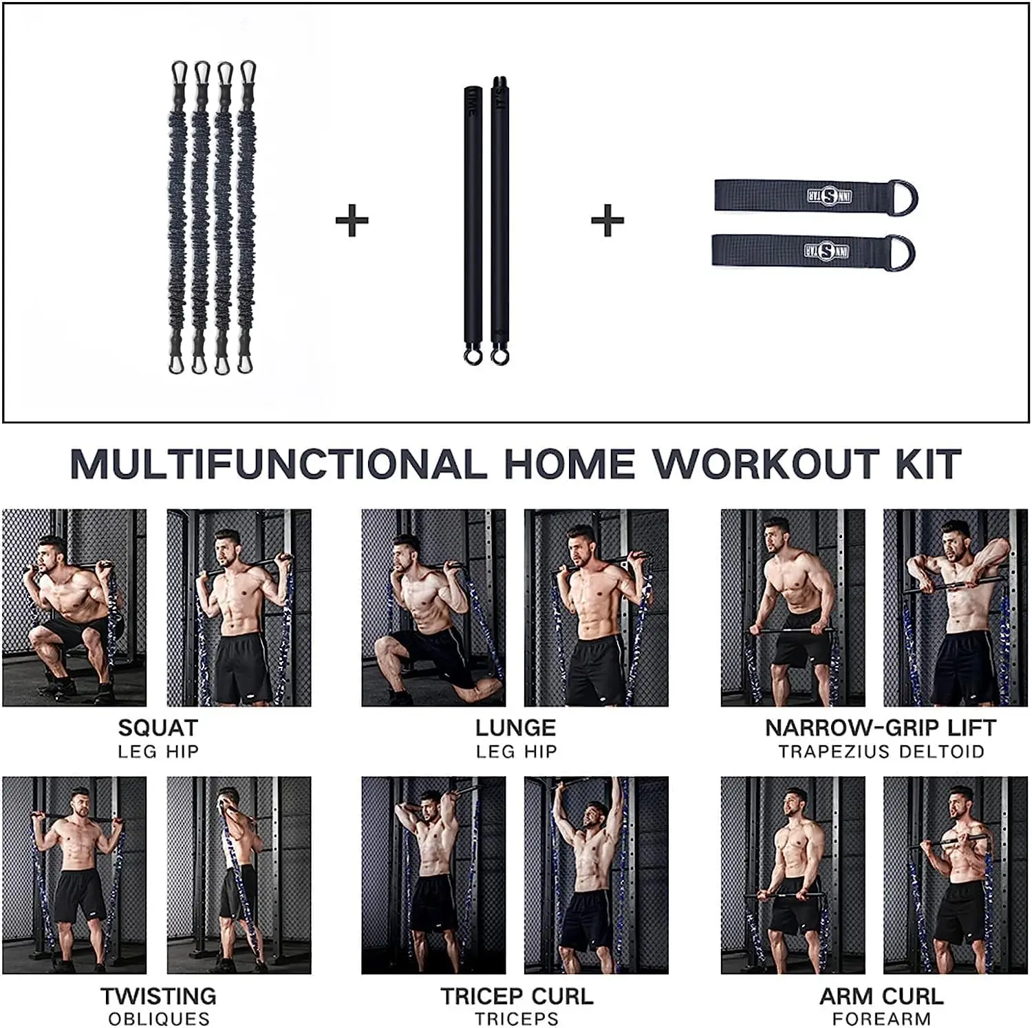 Heavy Duty Resistance Band Bar Set 4