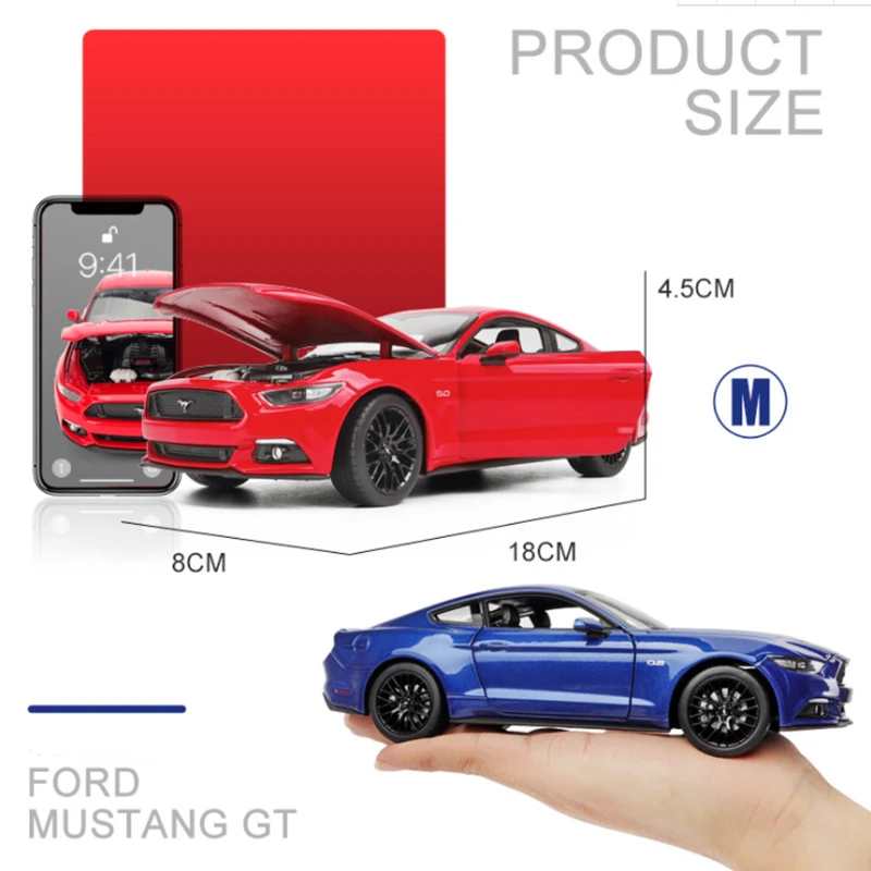 Welly 1:24 2015 Ford Mustang GT Shelby, modelo de coche deportivo de aleación, vehículos de carreras de Metal fundido a presión, modelo de simulación, juguetes para niños, regalo