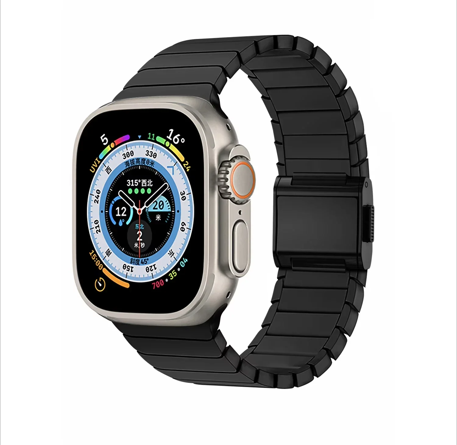 Correa de Metal de titanio para Apple Watch Ultra 3 2 11 10 9 8 7 6 SE pulsera de repuesto de enlace de botón magnético iWatch 49/46/44/45mm