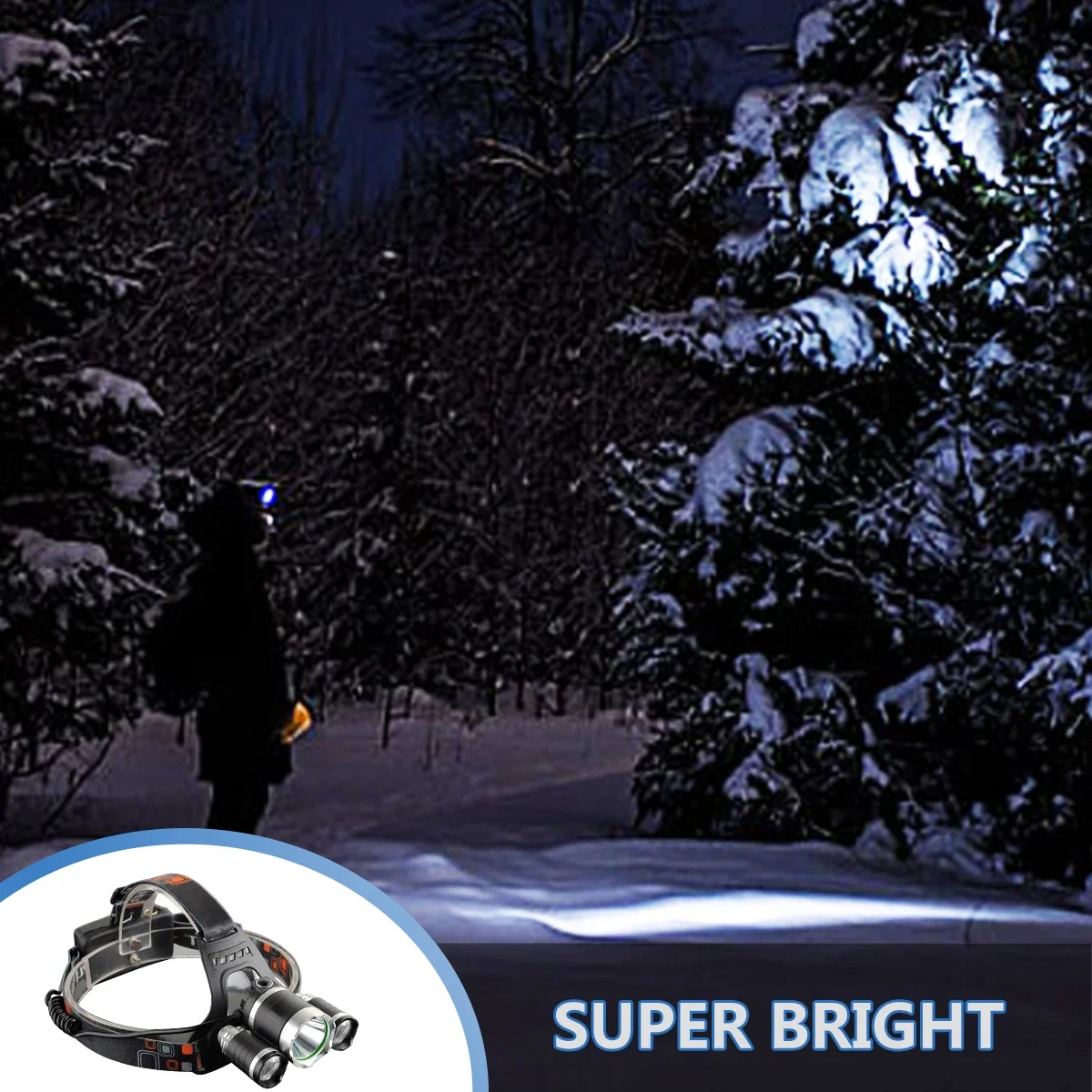 Powerful LED Headlamp 18650 Rechargeable Headlight Outdoor Waterproof Head Lamp Super Bright Head Front Light Head Flashlight