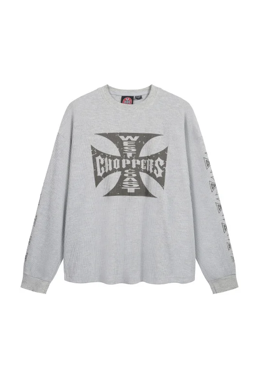 2025 West Coast Chopper Waffle Logo Print Long Sleeve T-shirt American High Street Loose Oversized Vintage Men Cotton T shirt - view 5