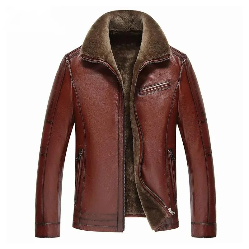 

Men Real Leather jackets Brand 2019 New Men Wool Liner Winter Warm Coats Luxury Male Cow leather Outerwear 178101