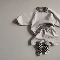 Herfst Nieuwe Baby Kleding Met Lange Mouwen Set Jongens Meisjes Effen Wafel Tops + Shorts 2 Stuks Pak Baby Peuter Casual Sweatshirt outfits