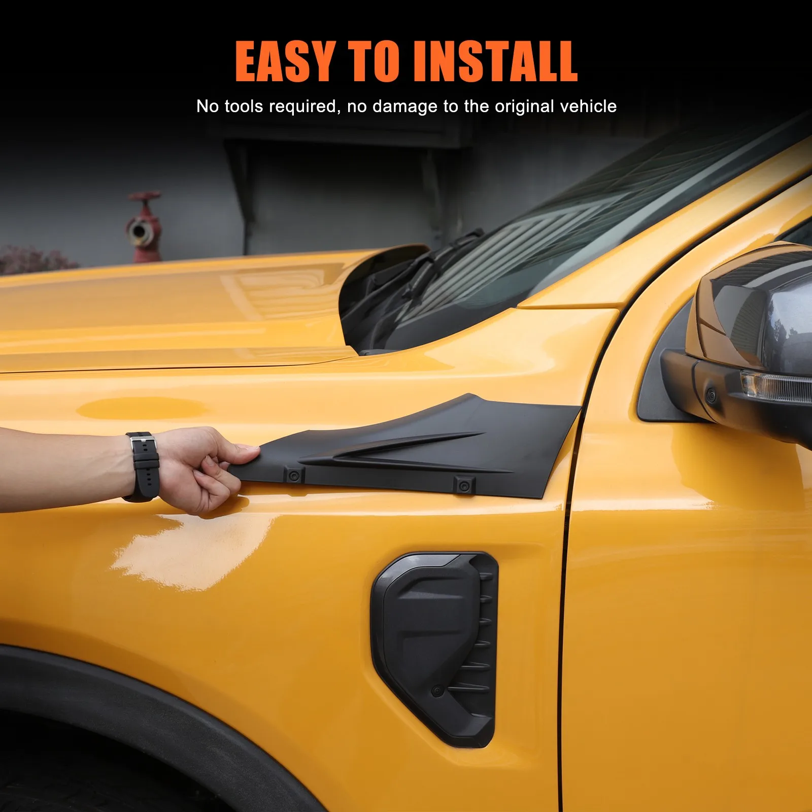 

2PCS ABS Matte Black Car Hood Side Fender Trim Decorative Cover For Ford Ranger 2023-2026 Side Hood Cowl Trim Accessories