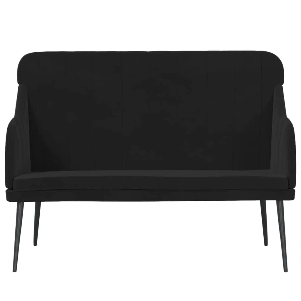 #Black Velvet Loveseat Adjustable Armrests Soft Upholstery Metal Frame Living Room Bedroom Compact
