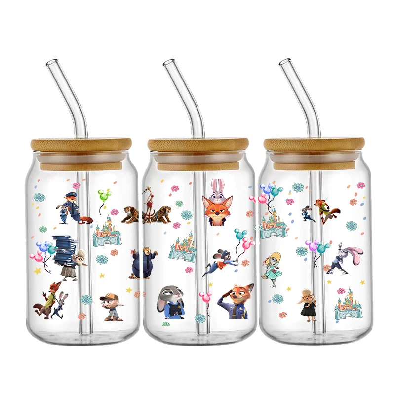 Personalize Disney Zootopia Stitch UV DTF Sticker For 16oz Cups Wrap Transfer Sticker Labels DIY Logo Selfadhesive Waterproof