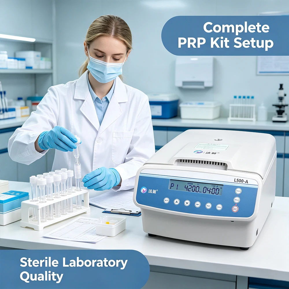 Black Veterinary PRP Centrifuge System Blood Separator with Processing Tubes.