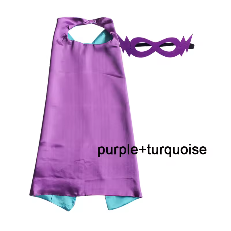 Superhero Capes with Mask REVERSIBLE Two Colored Child Cape Birthday Party Favor Satin Solid Capes Boys Girls Satin Capes - Image 23
