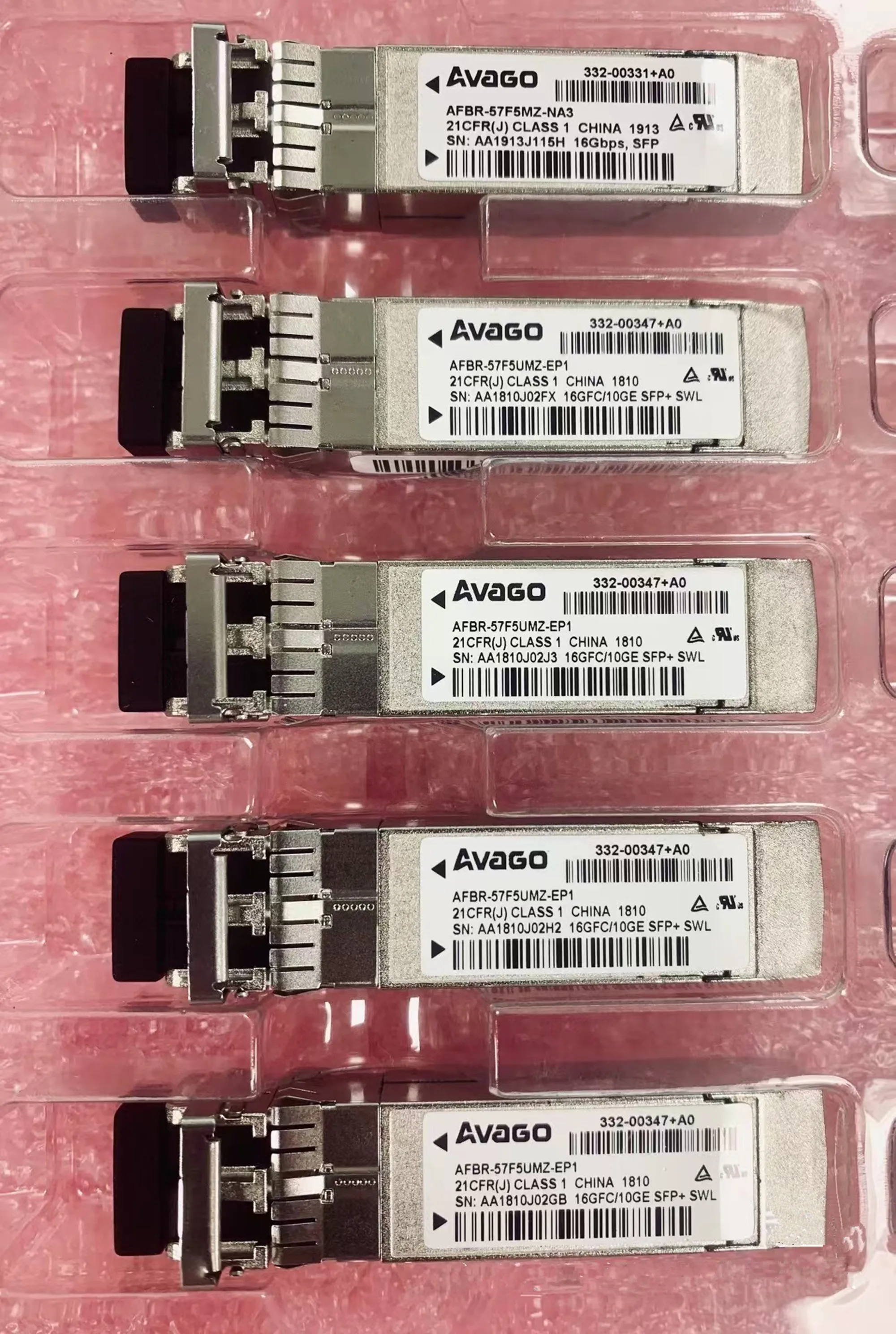 

AVAGO SFP 16G Transceiver AFBR-57F5UMZ-EP1 332-00347+A0 16GFC/10GE SFP+ SWL Fiber Optical