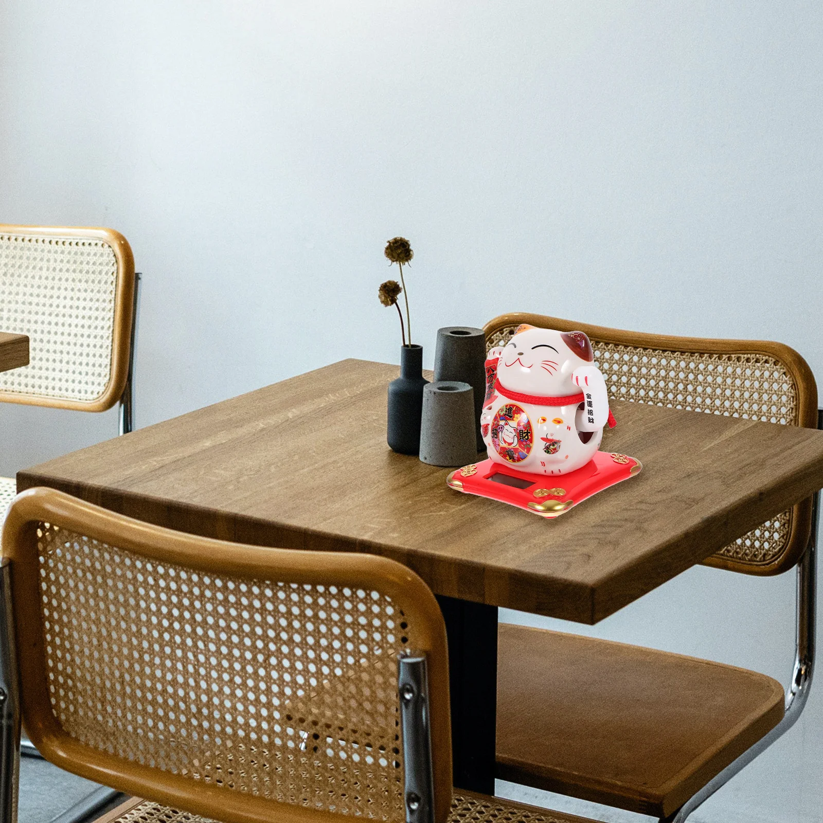 

1pc Lucky Cat Solar Powered Waving Arm Ceramic Craft Ornament For Car Home Office Decor Desktop Feng Shui Cat Statue