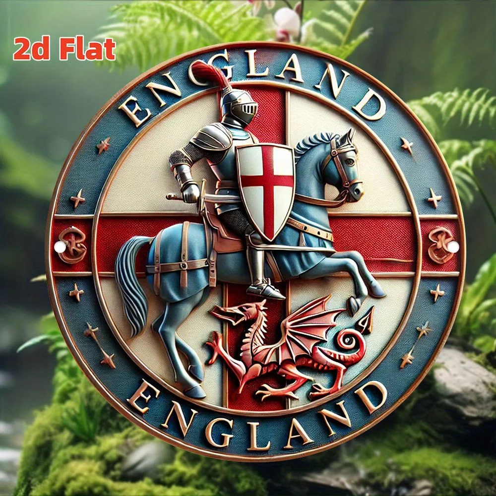 CIFBUY Medieval Vintage Aluminum Wall Art Waterproof Wear Resistant St George Dragon Sign Bar Pub Dorm Room Home Decor Gift
