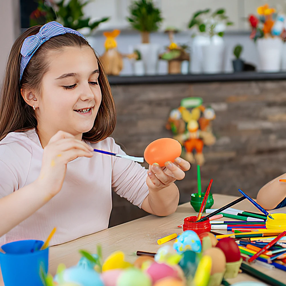 6 Pcs Eggs DIY Painted Fake Food Toy Decorate Decorative Orange Artificial Child