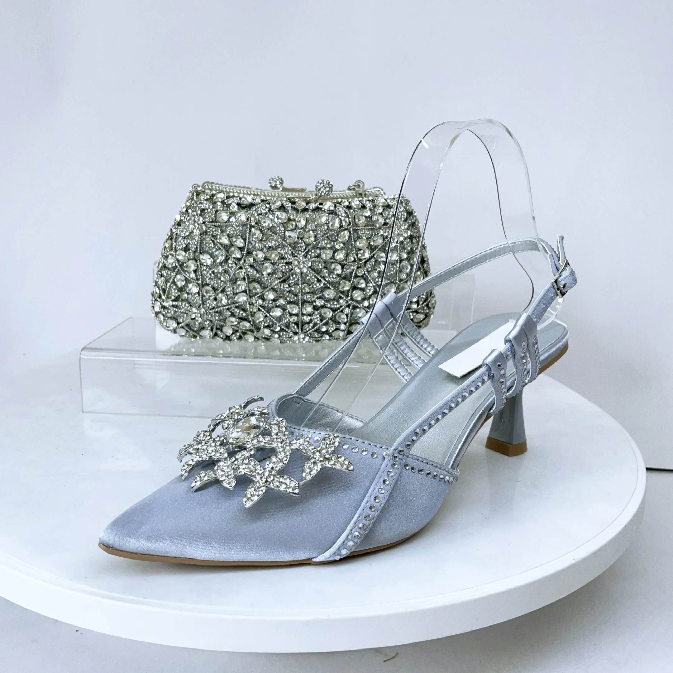 

LNATISNOVA Женские туфли и сумки золотого, серебряного цвета с бриллиантами, элегантные свадебные босоножки на низком каблуке с кошельками со стразами